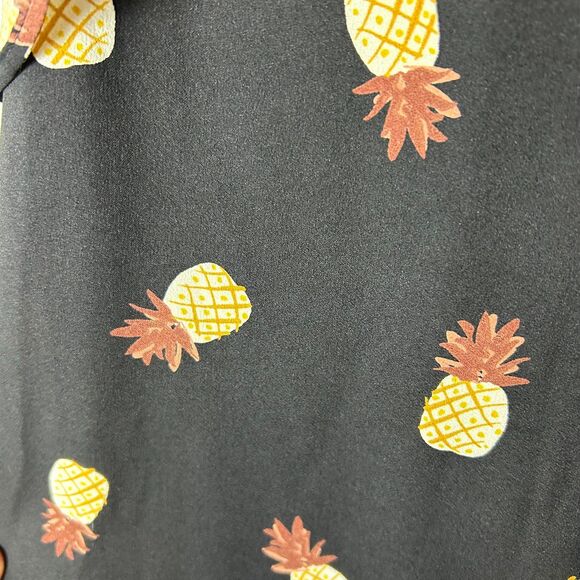 Kate Spade NY Black Yellow Pineapple Print V-Neck Ruffle Hem Blouse Size XXS - Picture 8 of 13